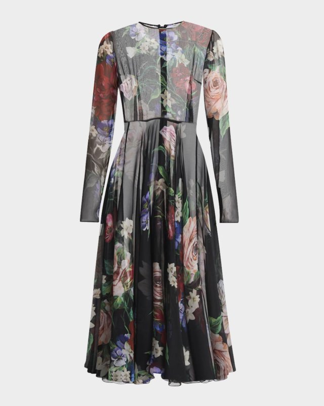 Bouquet Fantichi Sheer Chiffon Midi Dress